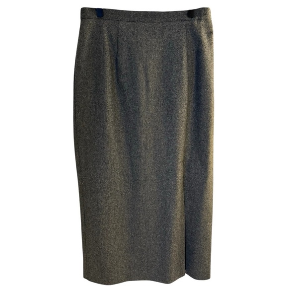 Vintage Isaac Hazan Classic 100% Wool Lined Skirt Midi Length Gray Size 12 - Picture 1 of 6